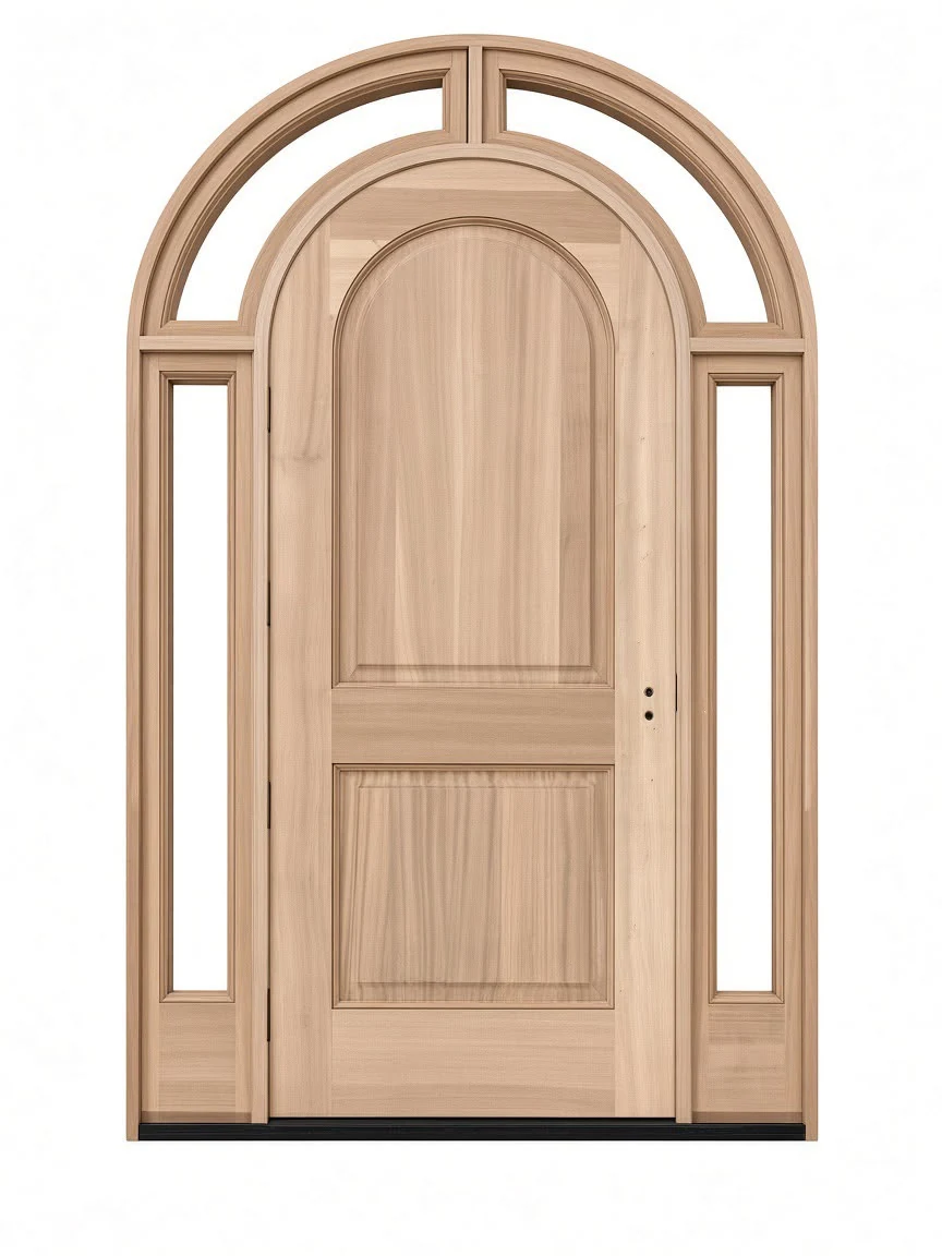Arched panel entry exterior door design